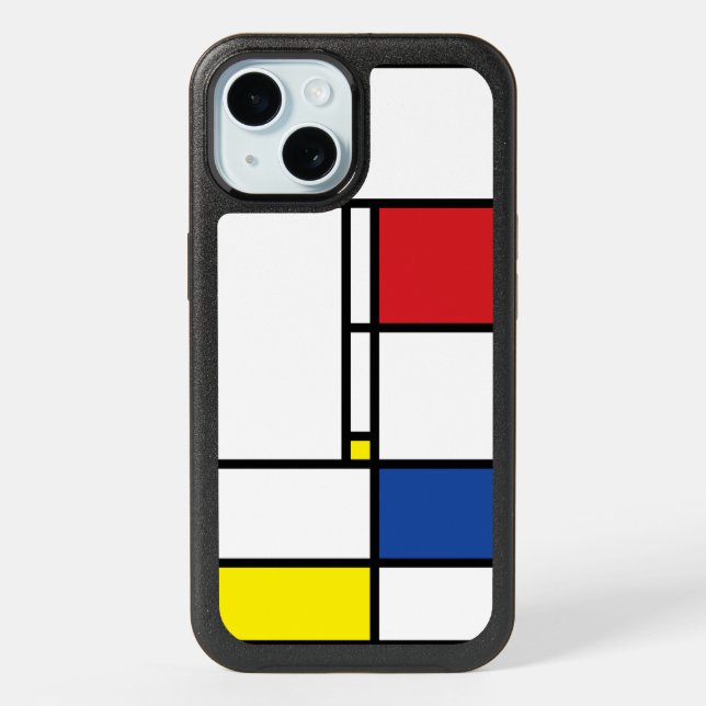 Mondrian Minimalist Geometric De Stijl Modern Art iPhone 15 Case (Back)