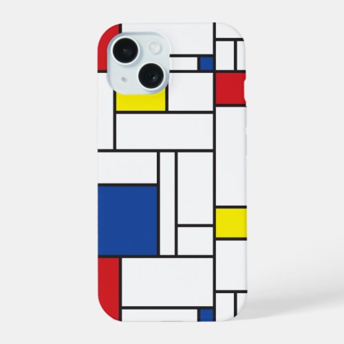 Mondrian Minimalist Geometric De Stijl Modern Art iPhone 15 Case