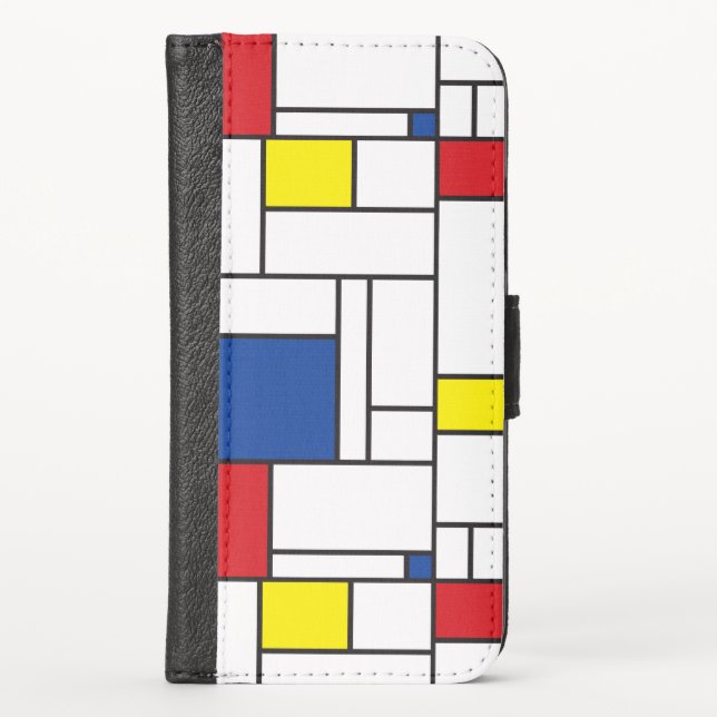 Mondrian Minimalist Geometric De Stijl Modern Art iPhone Wallet Case (Front)
