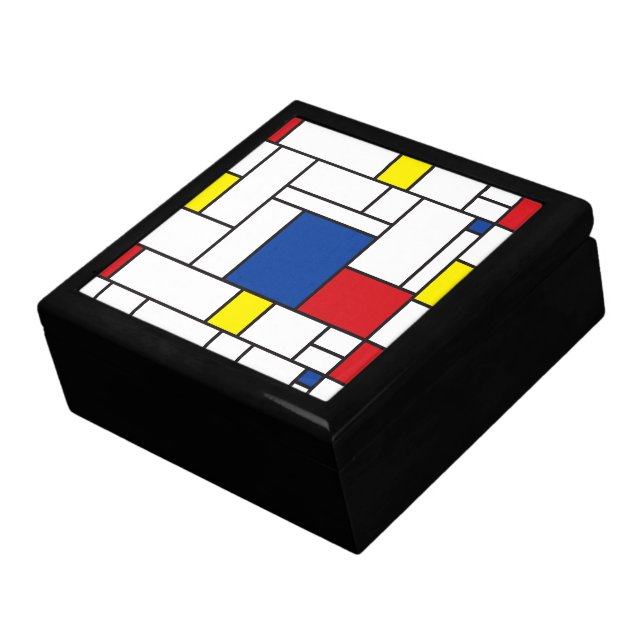 Mondrian Minimalist Geometric De Stijl Modern Art Keepsake Box (Side)