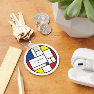 Mondrian Minimalist Geometric De Stijl Modern Art Keychain