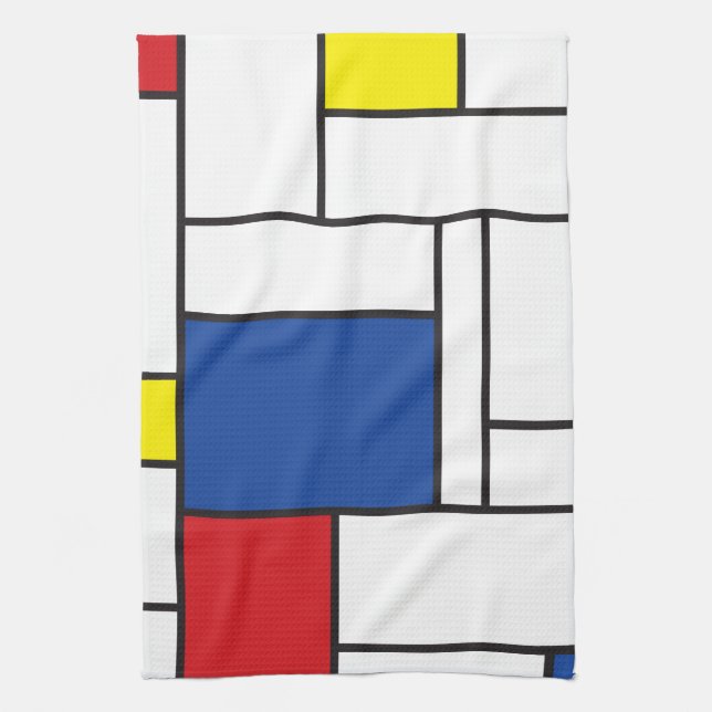 Mondrian Minimalist Geometric De Stijl Modern Art Kitchen Towel (Vertical)