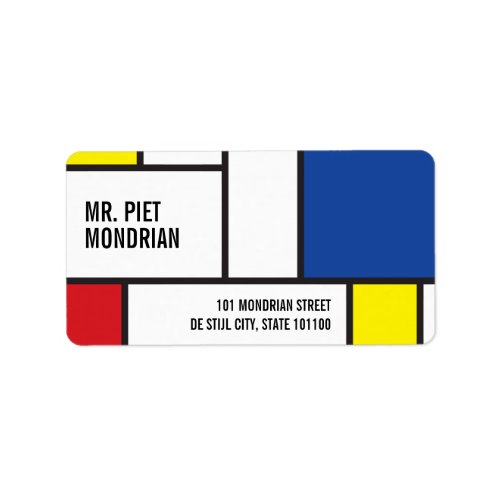 Mondrian Minimalist Geometric De Stijl Modern Art Label