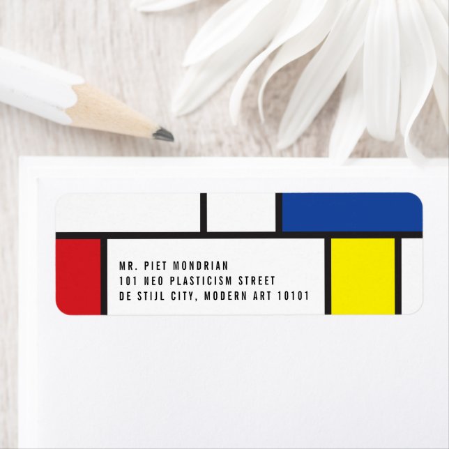 Mondrian Minimalist Geometric De Stijl Modern Art Label (Insitu)