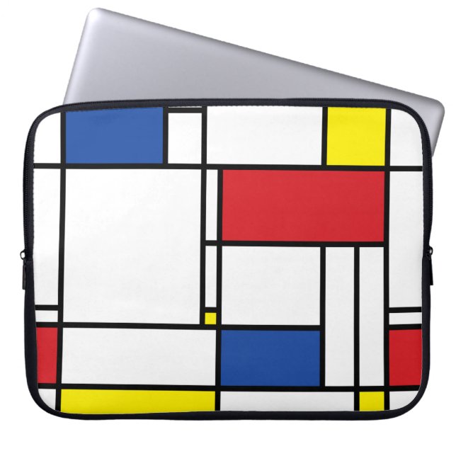Mondrian Minimalist Geometric De Stijl Modern Art Laptop Sleeve (Front)