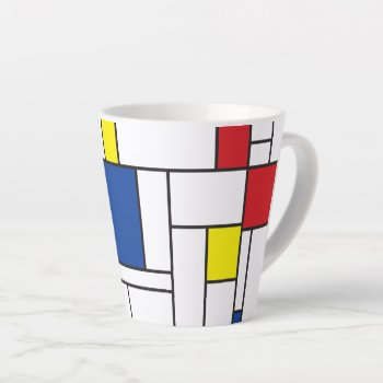Mondrian Minimalist Geometric De Stijl Modern Art Latte Mug by fat_fa_tin at Zazzle