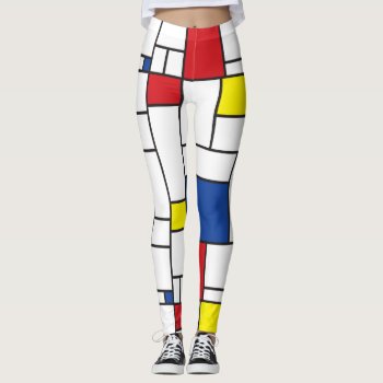 Mondrian Minimalist Geometric De Stijl Modern Art Leggings by fat_fa_tin at Zazzle