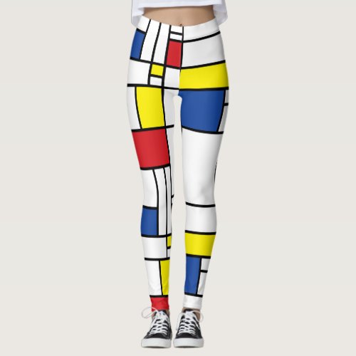 Mondrian Minimalist Geometric De Stijl Modern Art Leggings