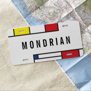 Mondrian Minimalist Geometric De Stijl Modern Art License Plate