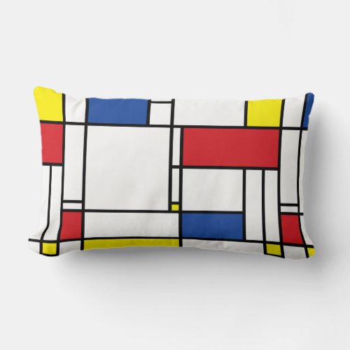 Mondrian Minimalist Geometric De Stijl Modern Art Lumbar Pillow