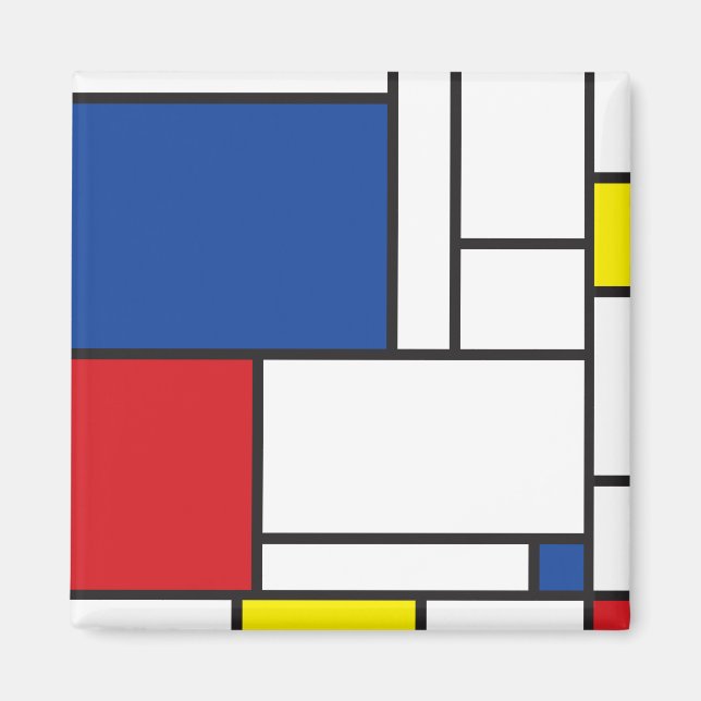 Mondrian Minimalist Geometric De Stijl Modern Art Magnet (Front)