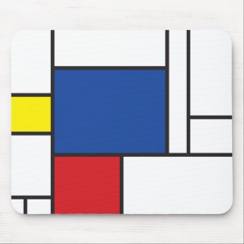 Mondrian Minimalist Geometric De Stijl Modern Art Mouse Pad by fat_fa_tin at Zazzle