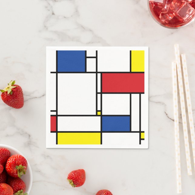Mondrian Minimalist Geometric De Stijl Modern Art Napkins (Insitu)