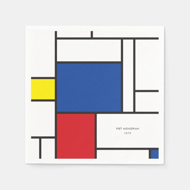 Mondrian Minimalist Geometric De Stijl Modern Art Napkins (Front)