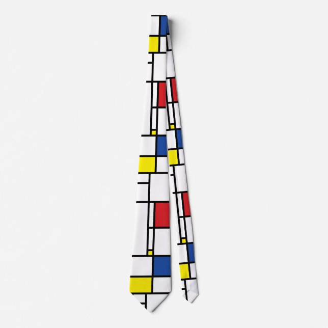 Mondrian Minimalist Geometric De Stijl Modern Art Neck Tie (Front)