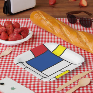 Mondrian Minimalist Geometric De Stijl Modern Art Paper Plates