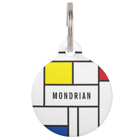 Mondrian Minimalist Geometric De Stijl Modern Art Pet Id Tag