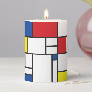 Mondrian Minimalist Geometric De Stijl Modern Art Pillar Candle