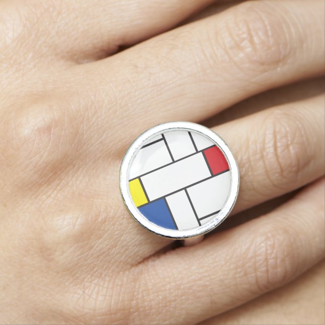 Mondrian Minimalist Geometric De Stijl Modern Art Ring (In Situ)