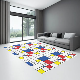 Mondrian Minimalist Geometric De Stijl Modern Art Rug