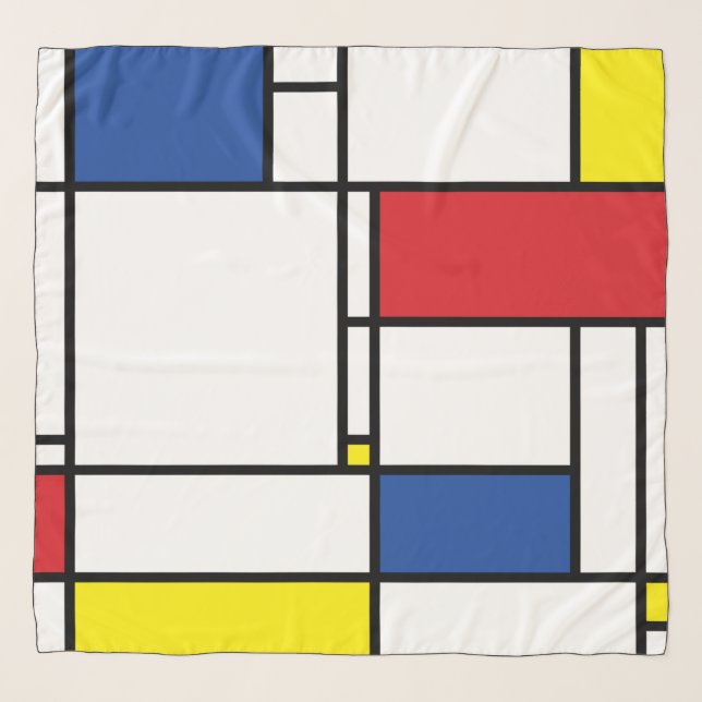 Mondrian Minimalist Geometric De Stijl Modern Art Scarf (Front)