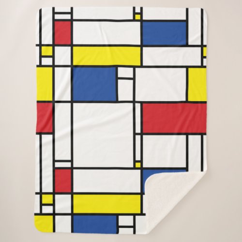 Mondrian Minimalist Geometric De Stijl Modern Art Sherpa Blanket