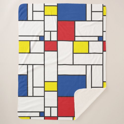 Mondrian Minimalist Geometric De Stijl Modern Art Sherpa Blanket