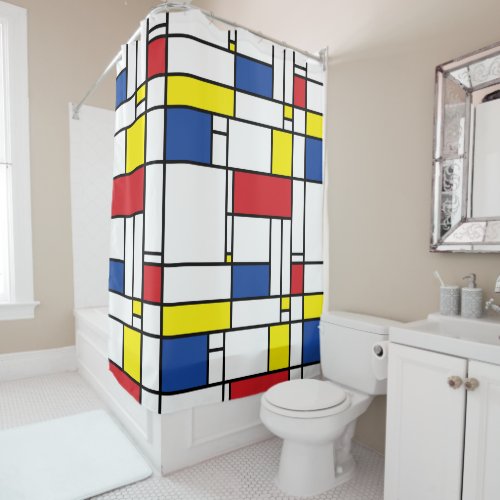 Mondrian Minimalist Geometric De Stijl Modern Art Shower Curtain
