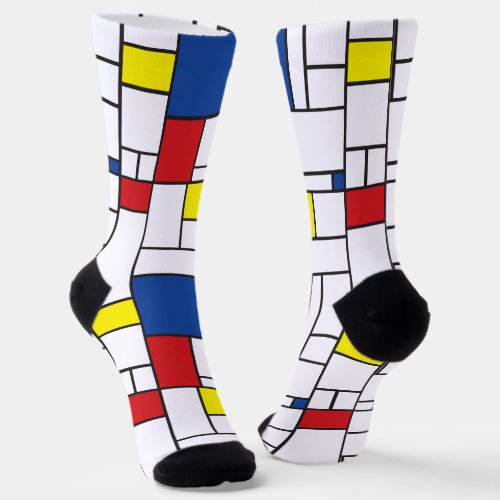 Mondrian Minimalist Geometric De Stijl Modern Art Socks