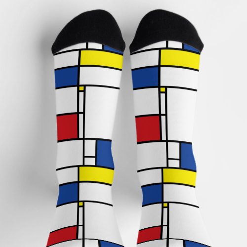 Mondrian Minimalist Geometric De Stijl Modern Art Socks