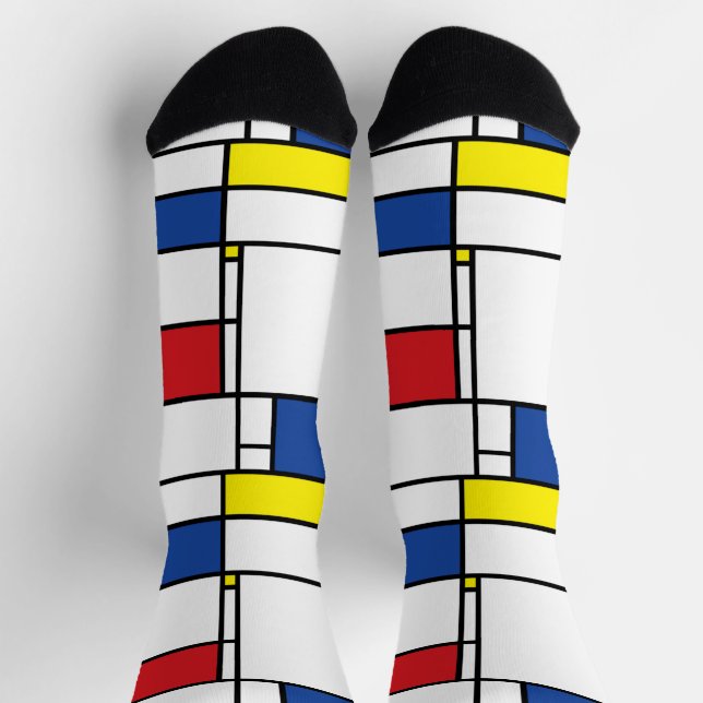 Mondrian Minimalist Geometric De Stijl Modern Art Socks (Top)