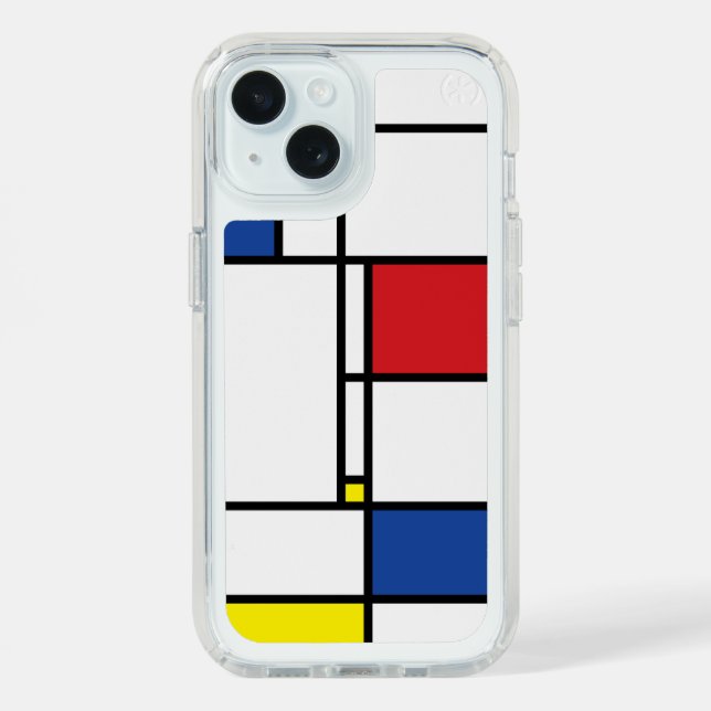 Mondrian Minimalist Geometric De Stijl Modern Art Speck iPhone Case (Front (Blue))
