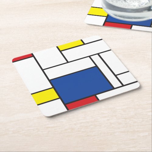 Mondrian Minimalist Geometric De Stijl Modern Art Square Paper Coaster