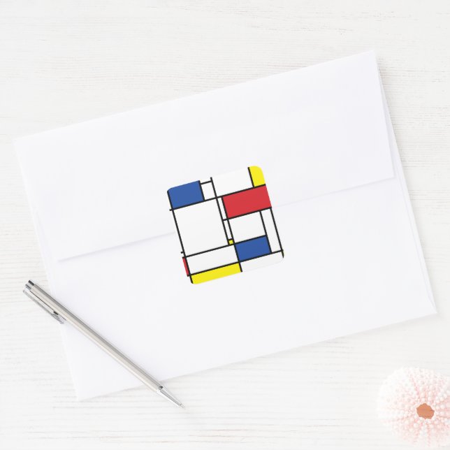 Mondrian Minimalist Geometric De Stijl Modern Art Square Sticker (Envelope)