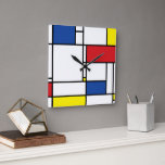 Mondrian Minimalist Geometric De Stijl Modern Art Square Wall Clock at Zazzle