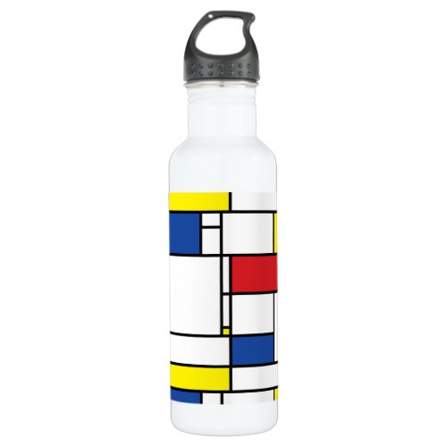 Mondrian Minimalist Geometric De Stijl Modern Art Stainless Steel Water Bottle