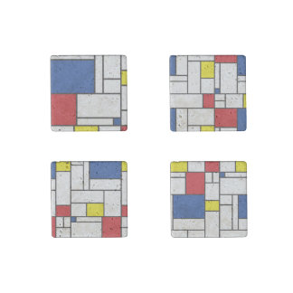 Mondrian Minimalist Geometric De Stijl Modern Art Stone Magnet