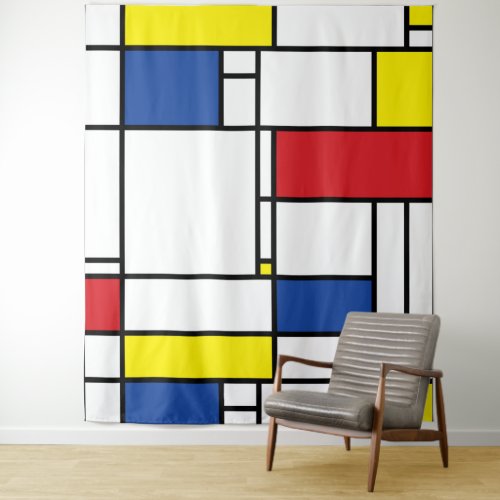 Mondrian Minimalist Geometric De Stijl Modern Art Tapestry