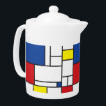 Mondrian Minimalist Geometric De Stijl Modern Art Teapot<br><div class="desc">Mondrian Minimalist De Stijl Modern Art in Red, Blue, Yellow and White Color Blocks Design. This simple design features modern geometric shapes and graphic color blocks in bold black lines, white and bright primary colors. It is inspired by Piet Mondrian's abstract works and the De Stijl & Neo Plasticism movement....</div>