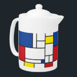 Mondrian Minimalist Geometric De Stijl Modern Art Teapot<br><div class="desc">Mondrian Minimalist De Stijl Modern Art in Red, Blue, Yellow and White Color Blocks Design. This simple design features modern geometric shapes and graphic color blocks in bold black lines, white and bright primary colors. It is inspired by Piet Mondrian's abstract works and the De Stijl & Neo Plasticism movement....</div>