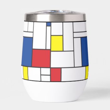 Mondrian Minimalist Geometric De Stijl Modern Art Thermal Wine Tumbler by fat_fa_tin at Zazzle