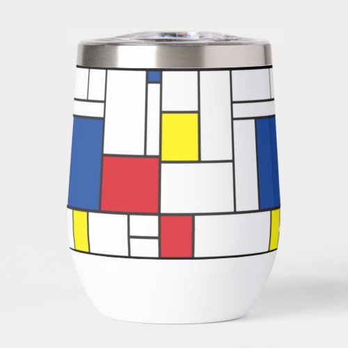 Mondrian Minimalist Geometric De Stijl Modern Art Thermal Wine Tumbler