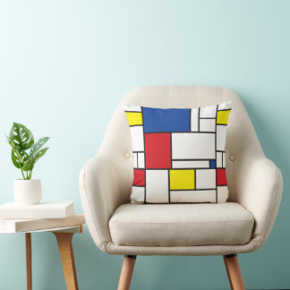 Mondrian Minimalist Geometric De Stijl Modern Art Throw Pillow
