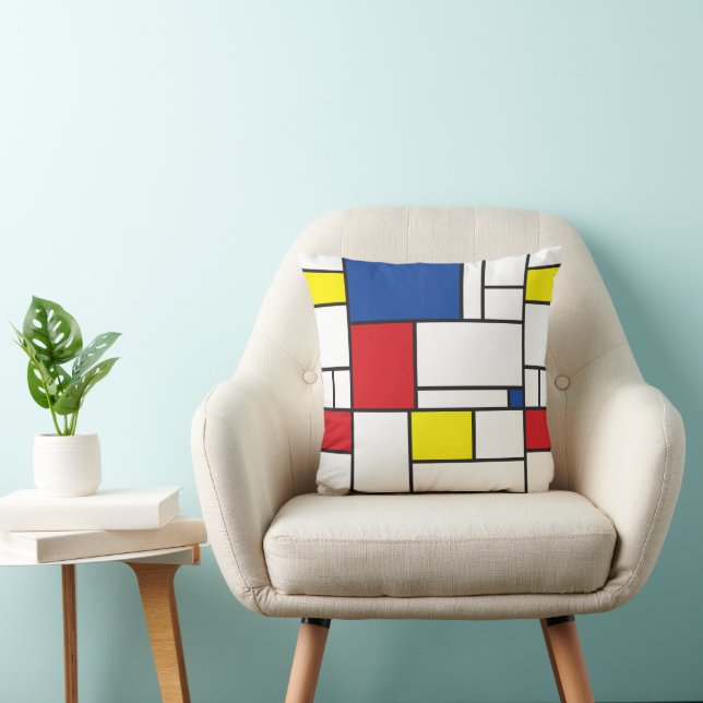 Mondrian Minimalist Geometric De Stijl Modern Art Throw Pillow (Chair)