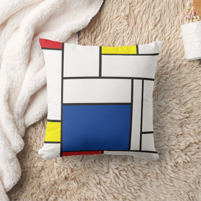 Mondrian Minimalist Geometric De Stijl Modern Art Throw Pillow (Blanket)