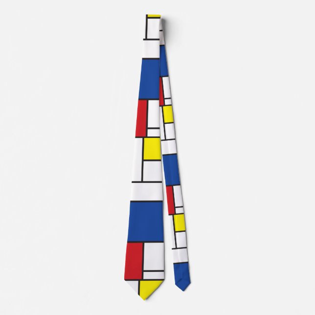 Mondrian Minimalist Geometric De Stijl Modern Art Tie (Front)