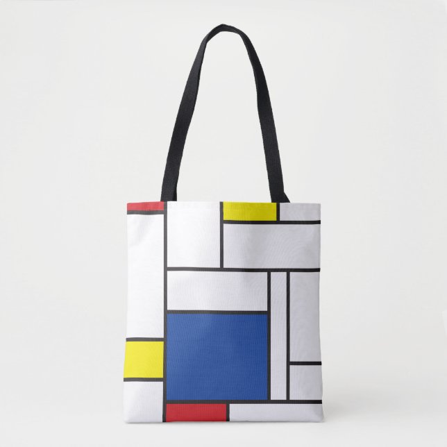 Mondrian Minimalist Geometric De Stijl Modern Art Tote Bag (Front)