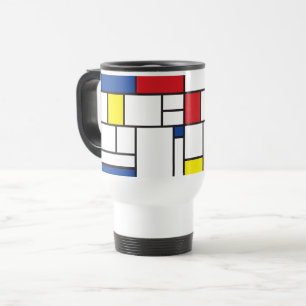 Mondrian Minimalist Geometric De Stijl Modern Art Travel Mug