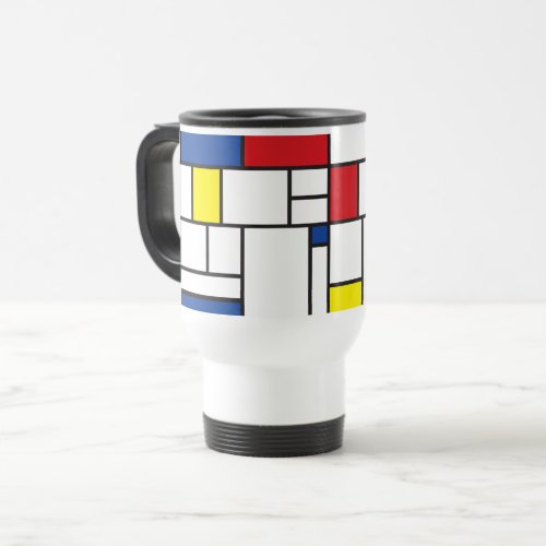 Mondrian Minimalist Geometric De Stijl Modern Art Travel Mug