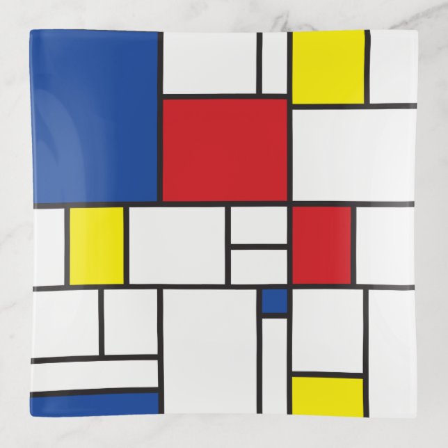 Mondrian Minimalist Geometric De Stijl Modern Art Trinket Tray (Front)